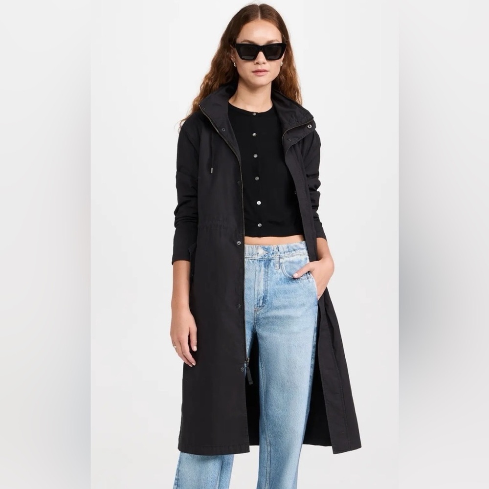 James Perse Black Hooded Utility Parka Minimalist Long Coat Size 1 (Small)